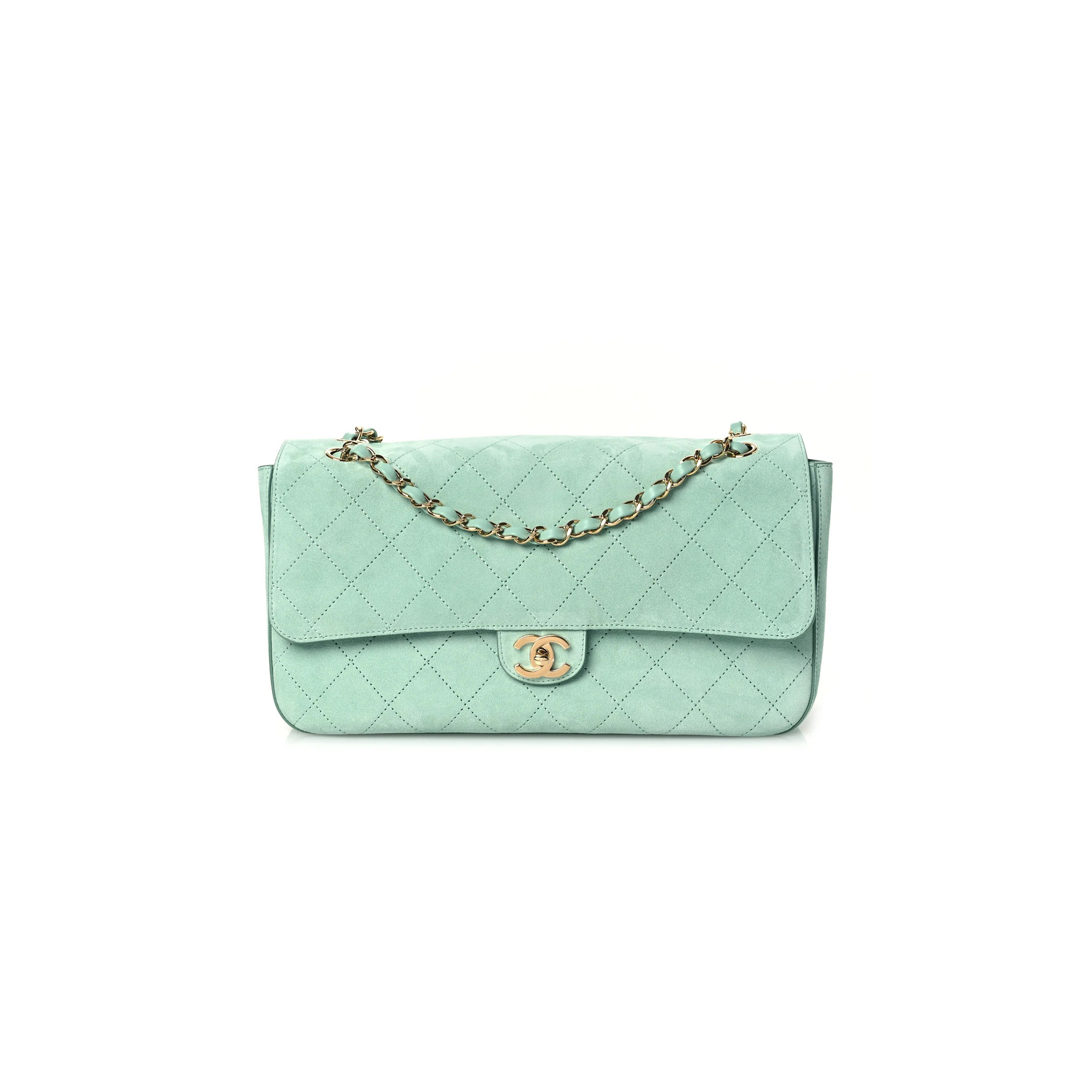 Ch**el suede calfskin small souplissimo maxi flap green (33*18*10cm)